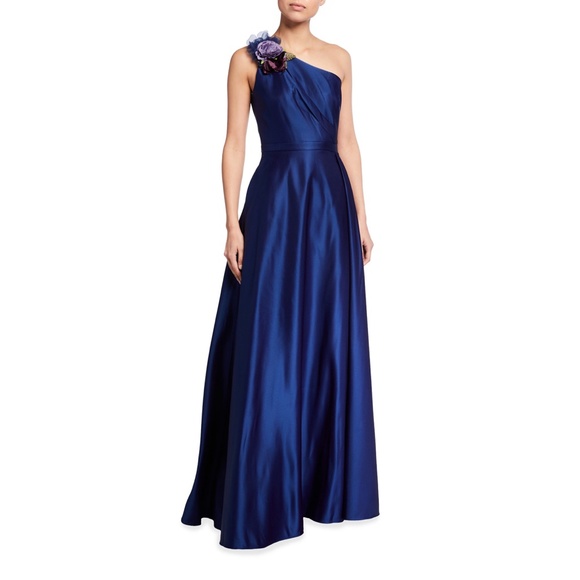 Marchesa Notte Duchess One Shoulder Flower Gown - Picture 5 of 12